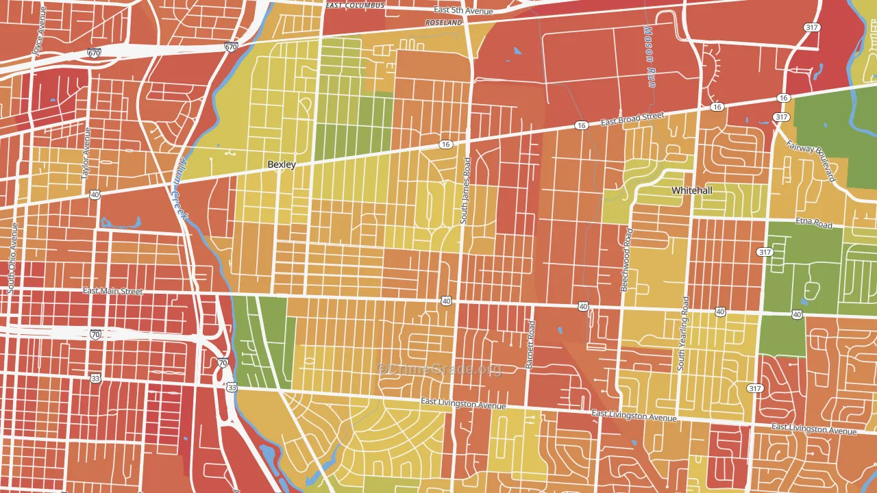 Eastmoor, Columbus, OH Map of Burglary Rates