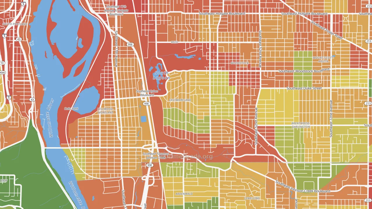 Eastmoreland, Portland, OR Map of Burglary Rates