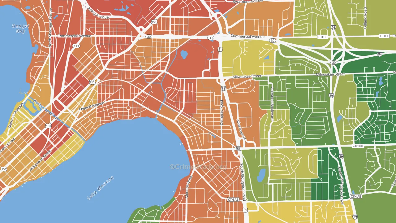 Eastmorland, Madison, WI Map of Burglary Rates