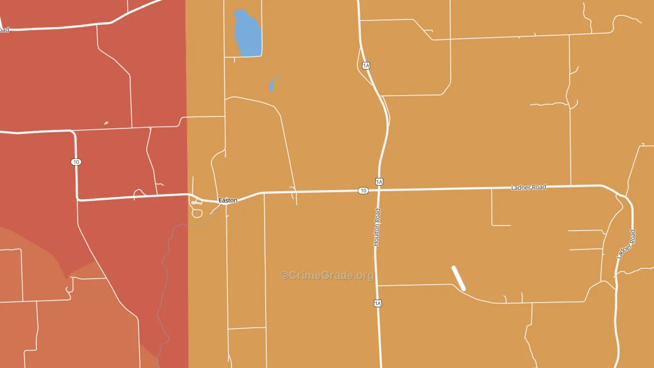 Easton Center, ME Map of Burglary Rates
