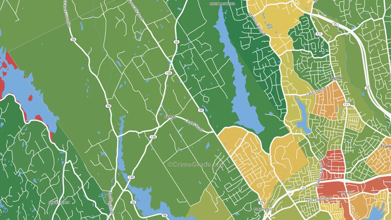 Easton, CT Map of Burglary Rates