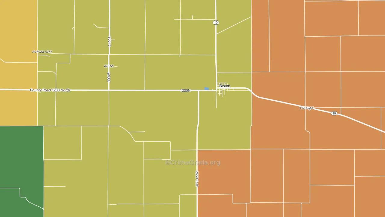 Easton, IL Map of Burglary Rates