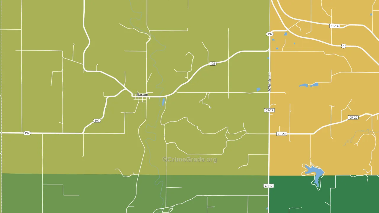 Easton, KS Map of Burglary Rates