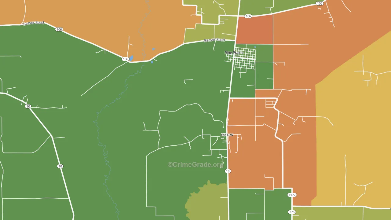 Easton, LA Map of Burglary Rates
