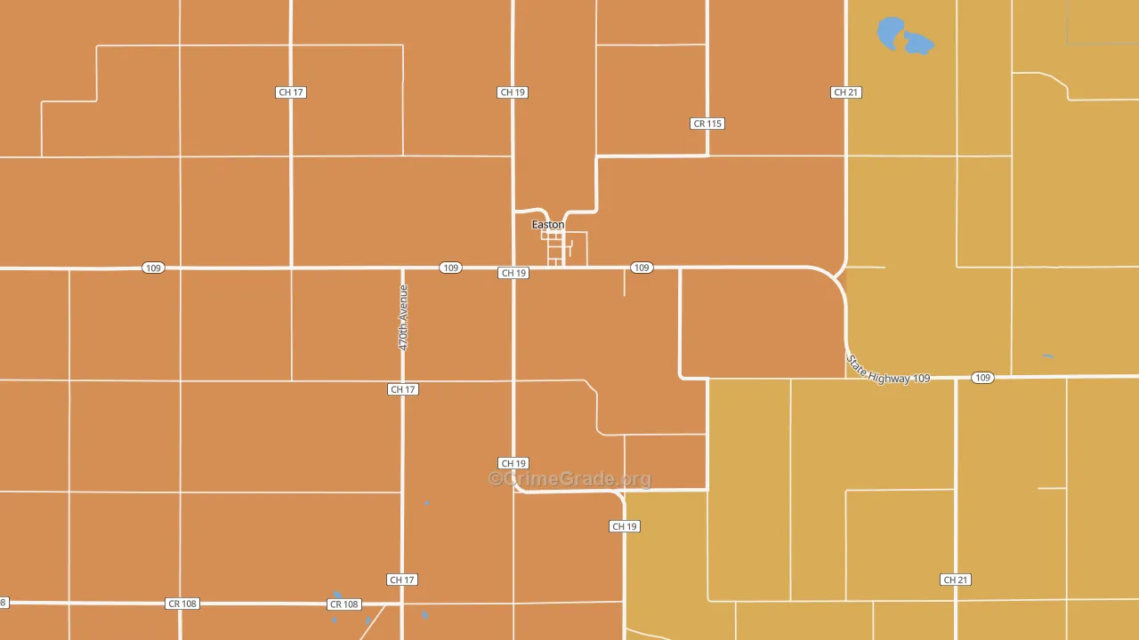 Easton, MN Map of Burglary Rates