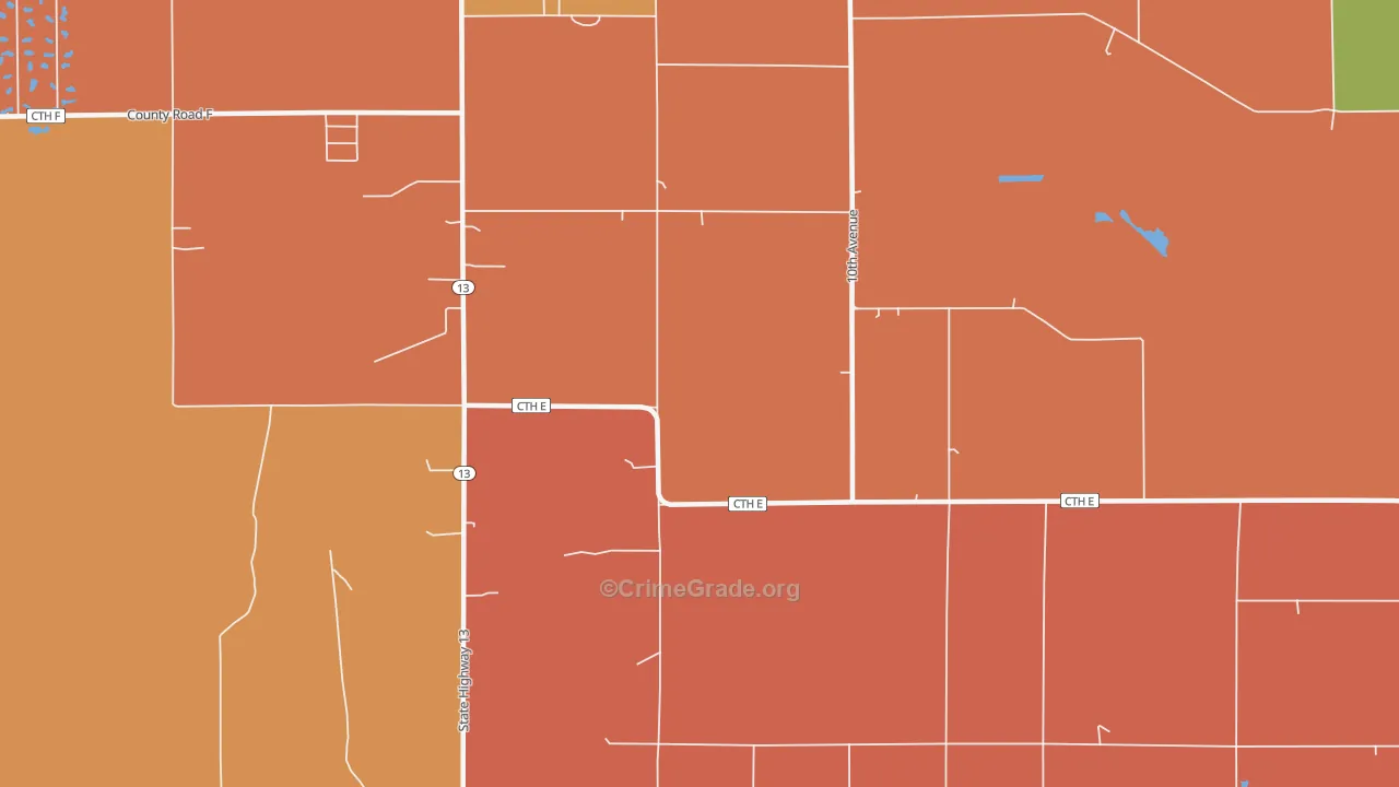 Easton, WI Map of Burglary Rates