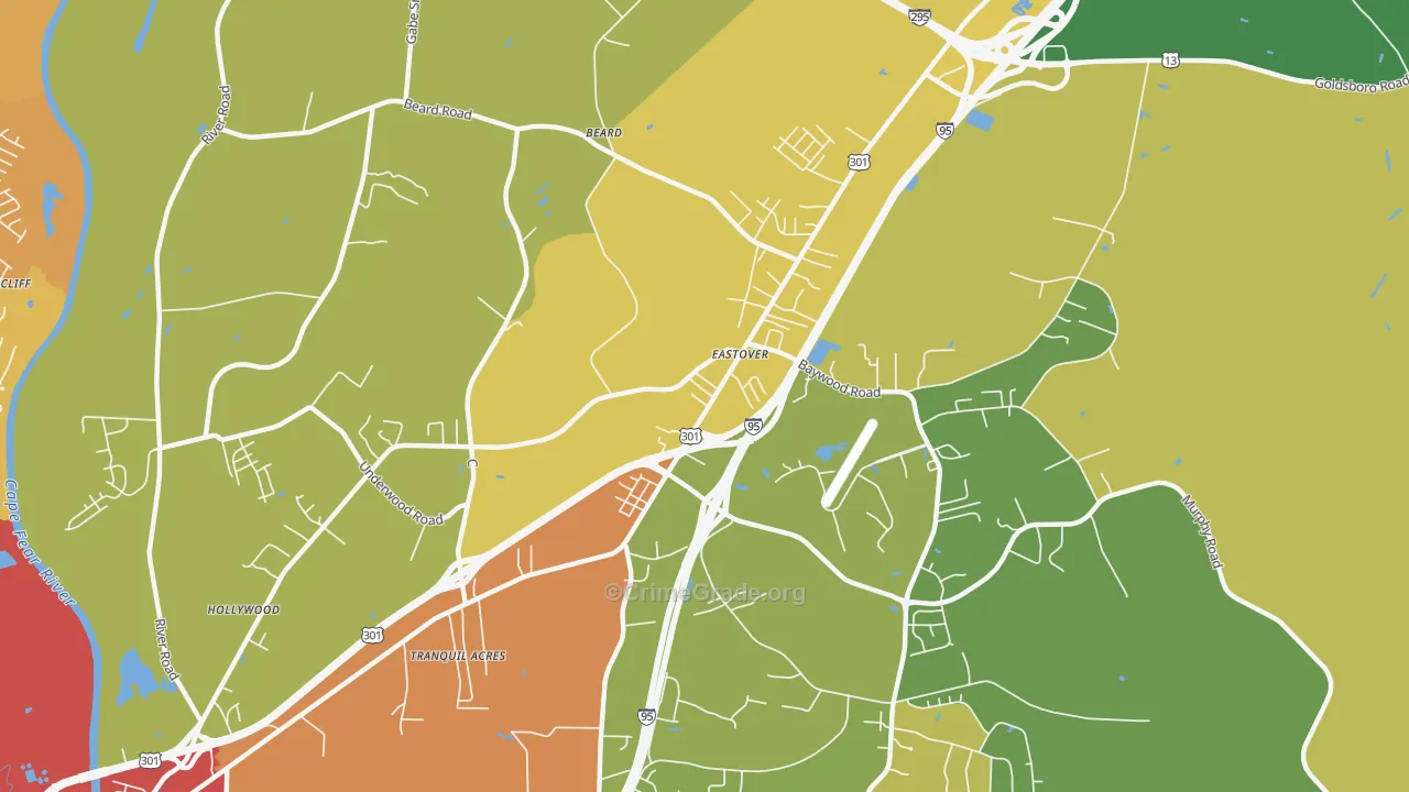 Eastover, NC Map of Burglary Rates