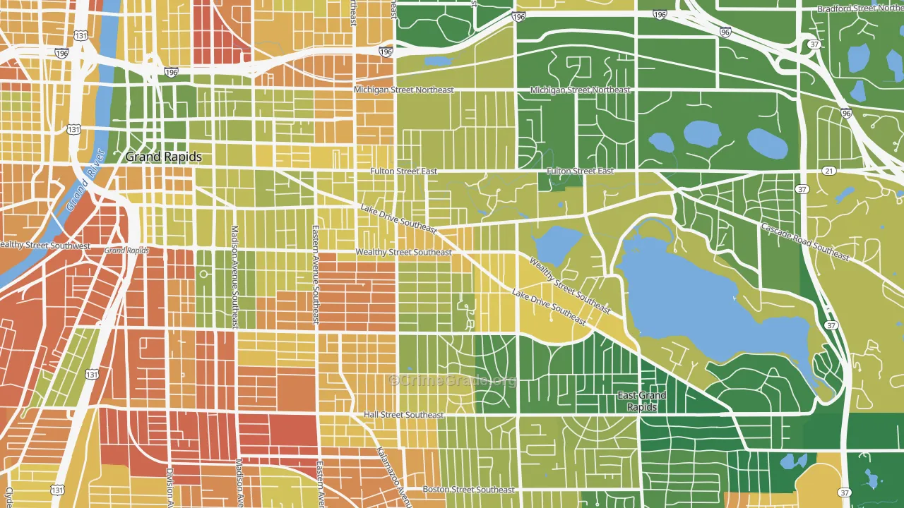 Eastown, Grand Rapids, MI Map of Burglary Rates
