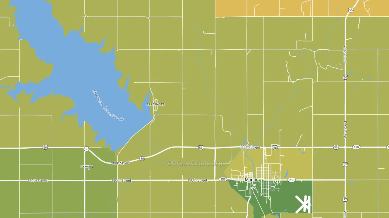Eastshore, KS Map of Burglary Rates
