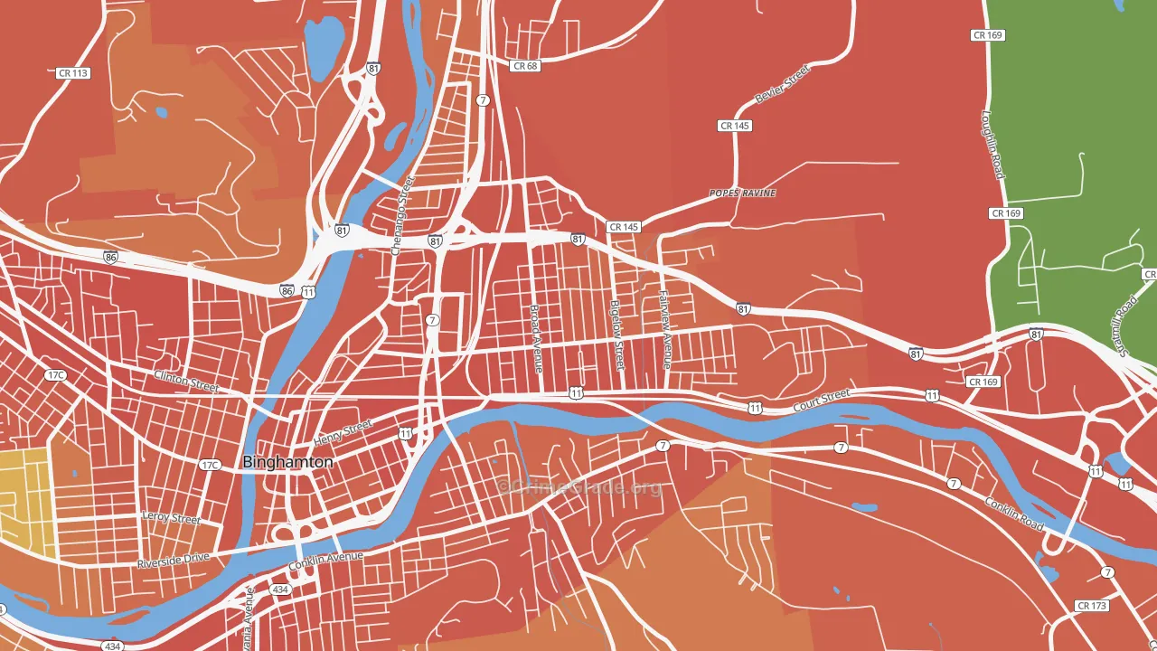 Eastside, Binghamton, NY Map of Burglary Rates