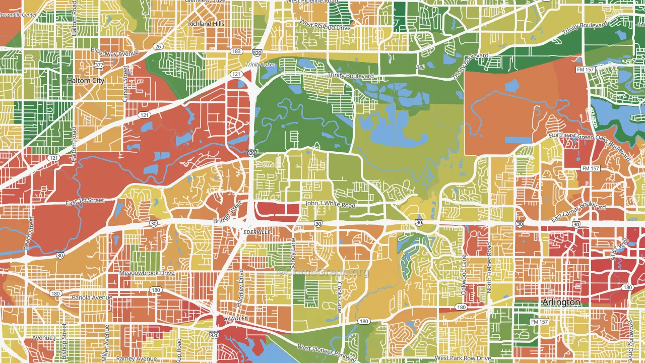 Eastside, Fort Worth, TX Map of Burglary Rates