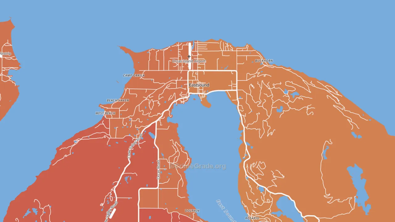 Eastsound, WA Map of Burglary Rates
