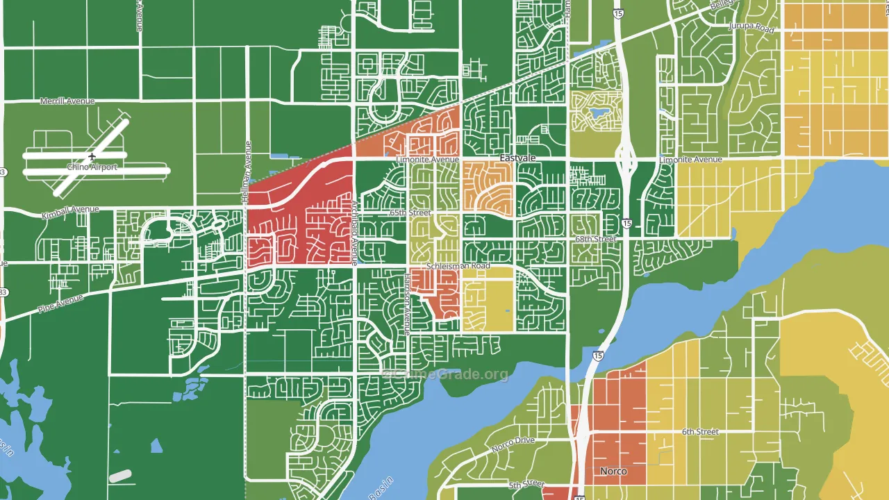 Eastvale, CA Map of Burglary Rates