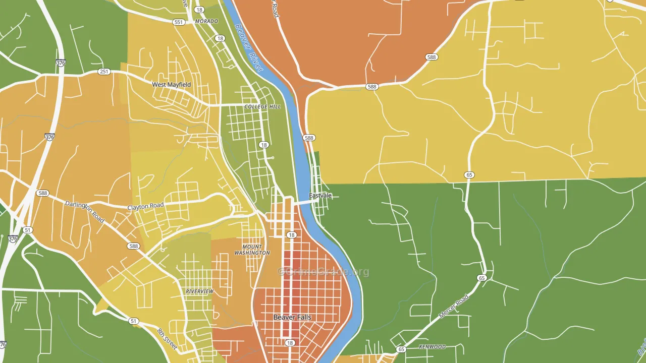 Eastvale, PA Map of Burglary Rates