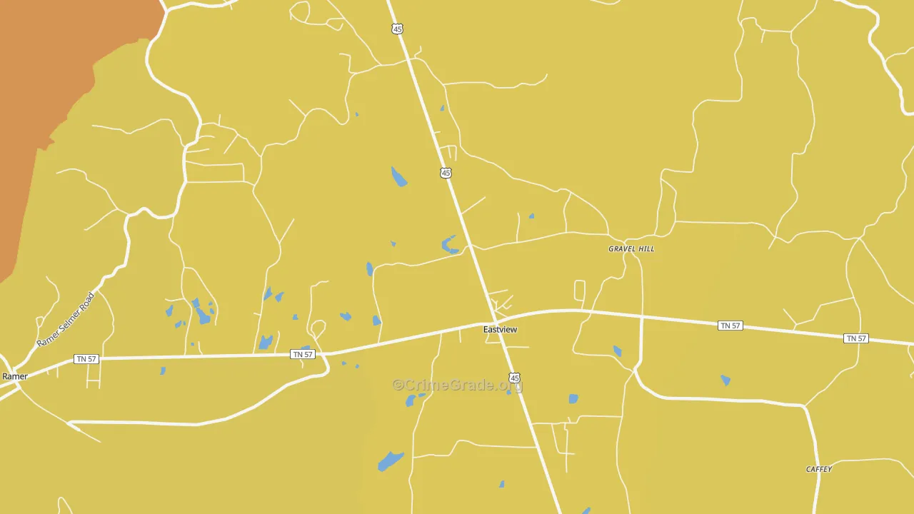 Eastview, TN Map of Burglary Rates