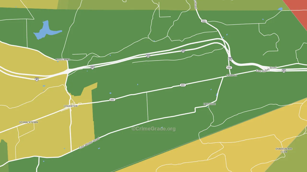 Eastville, PA Map of Burglary Rates