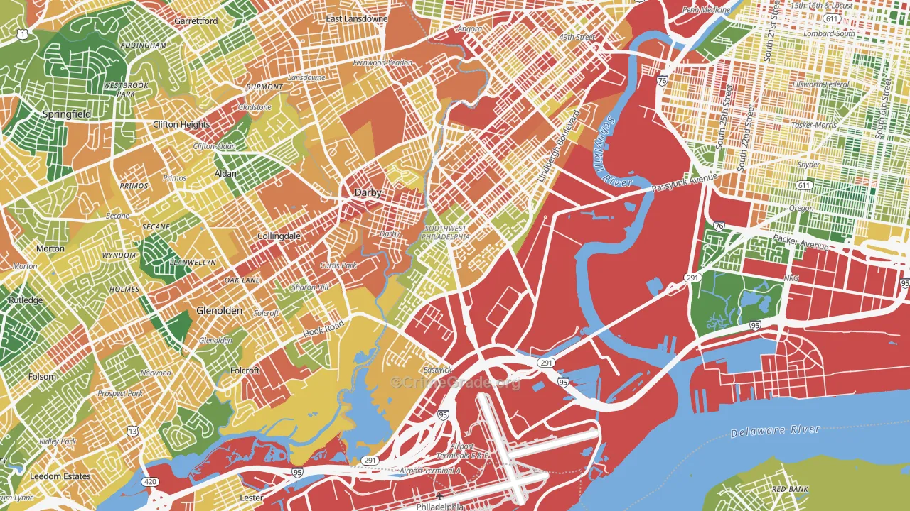 Eastwick, Philadelphia, PA Map of Burglary Rates