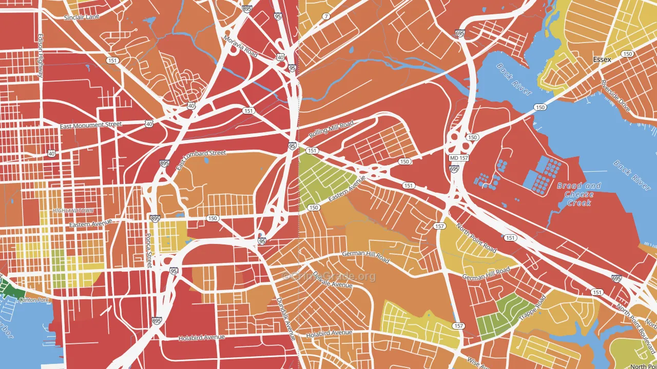 Eastwood, Dundalk, MD Map of Burglary Rates