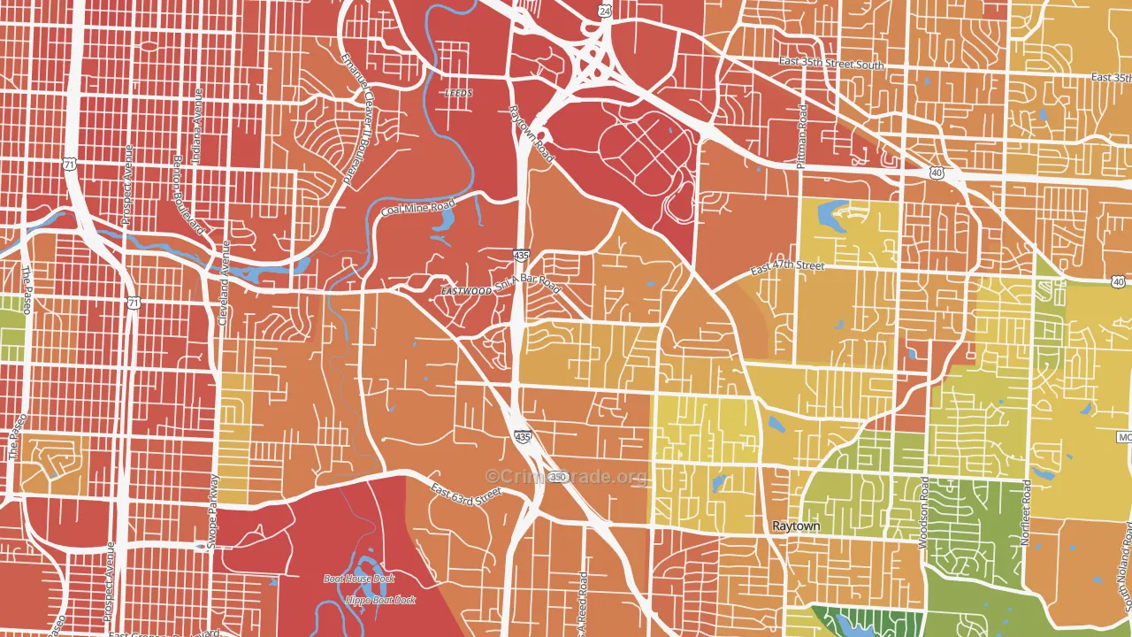 Eastwood Hills, Kansas City, MO Map of Burglary Rates