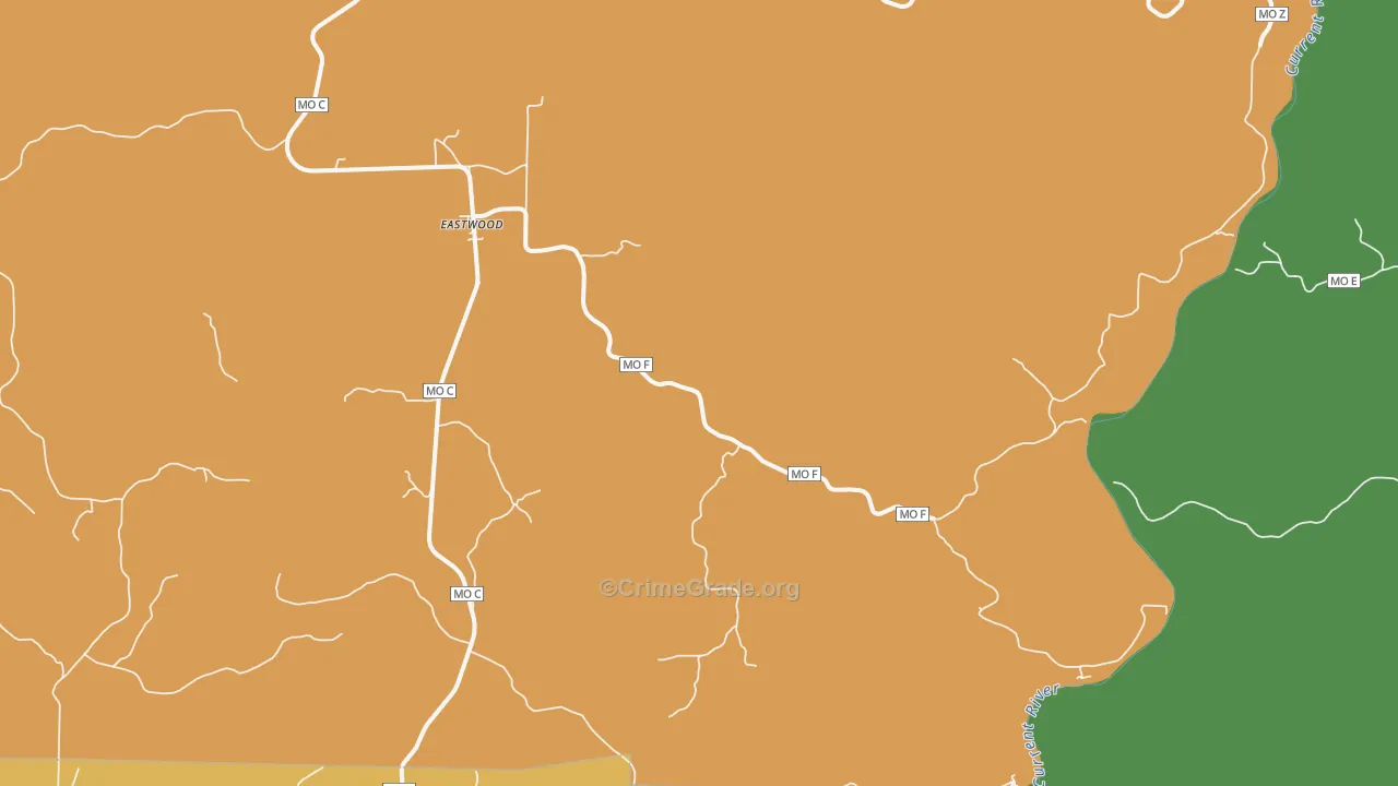 Eastwood, MO Map of Burglary Rates