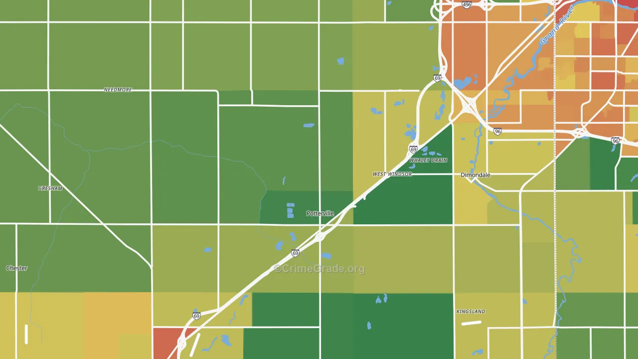 Eaton County, MI Map of Burglary Rates