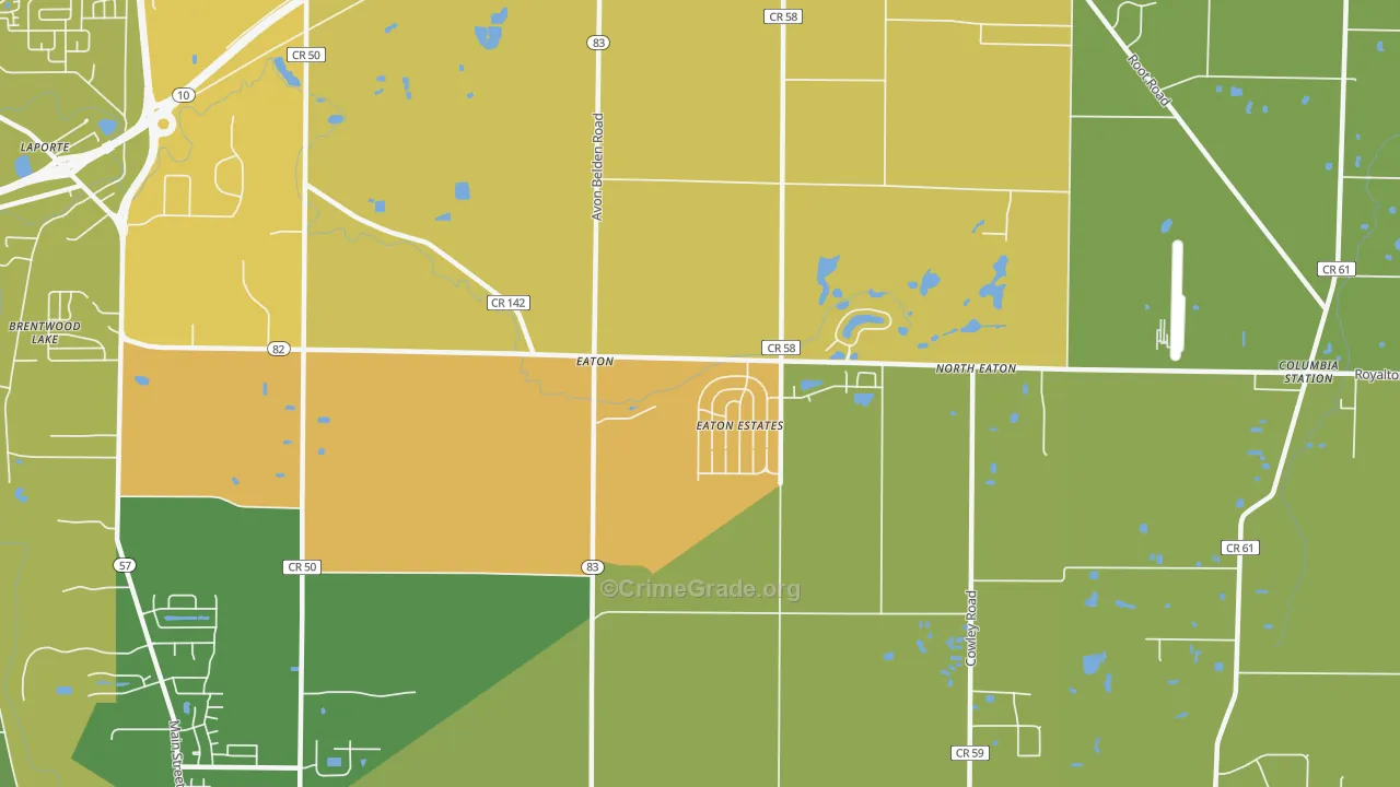 Eaton Estates, OH Map of Burglary Rates
