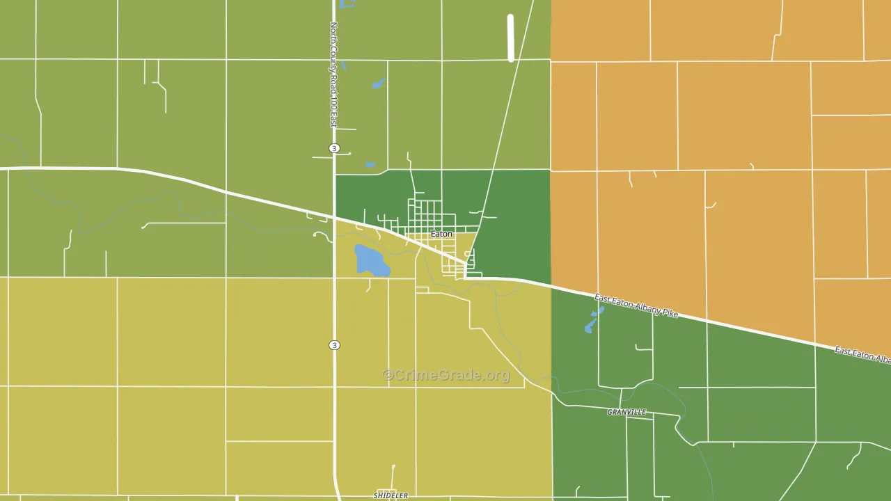 Eaton, IN Map of Burglary Rates
