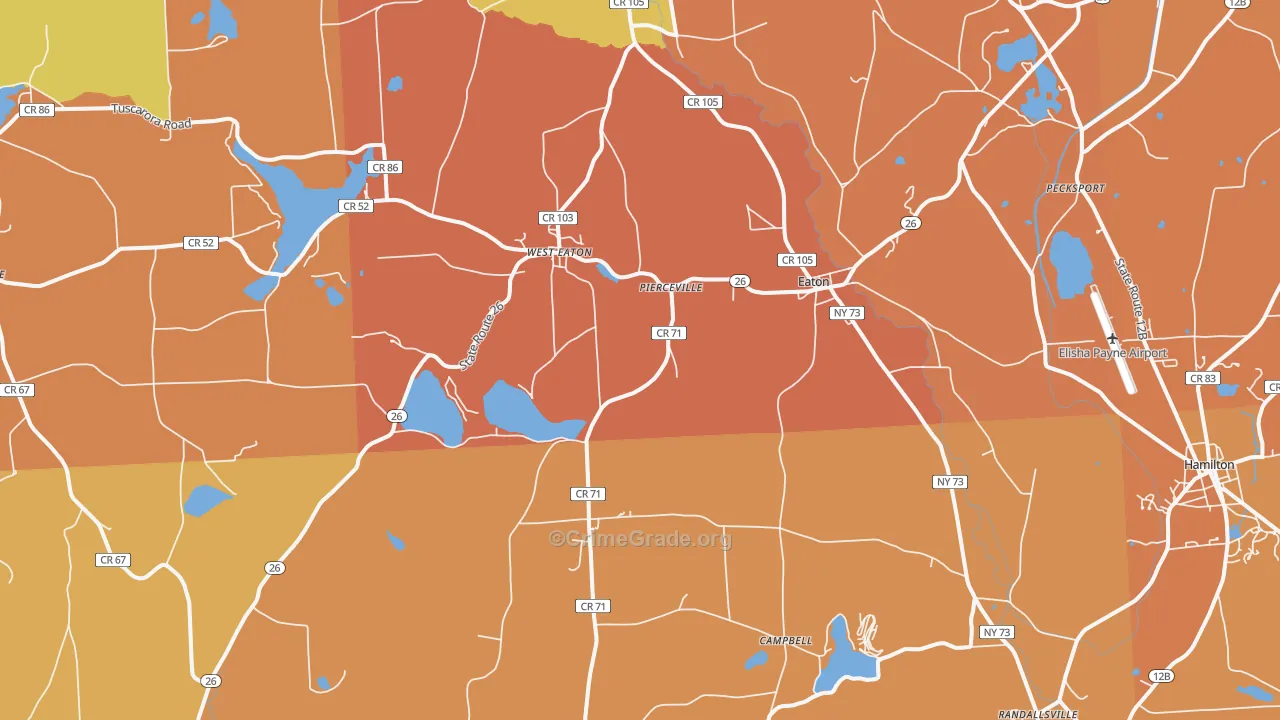 Eaton, NY Map of Burglary Rates