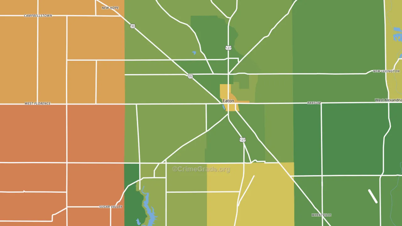 Eaton, OH Map of Burglary Rates
