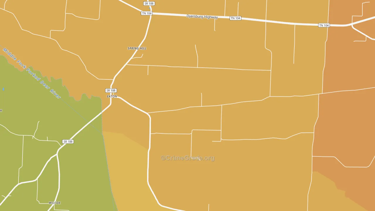Eaton, TN Map of Burglary Rates