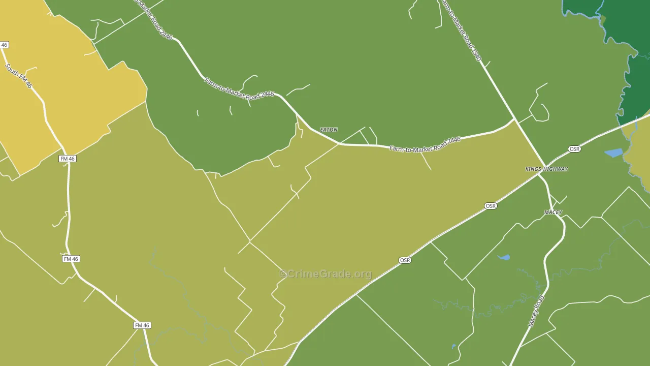Eaton, TX Map of Burglary Rates