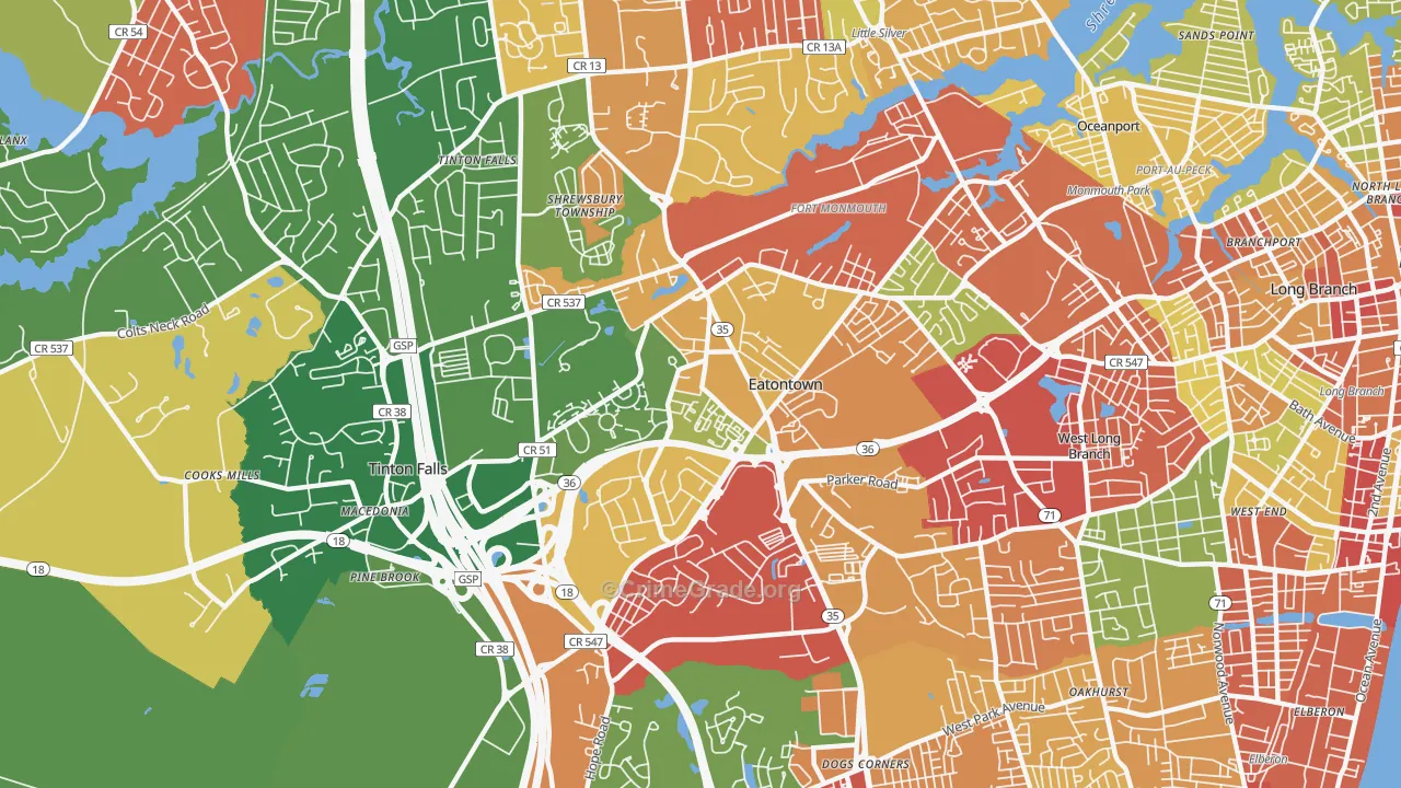 Eatontown, NJ Map of Burglary Rates