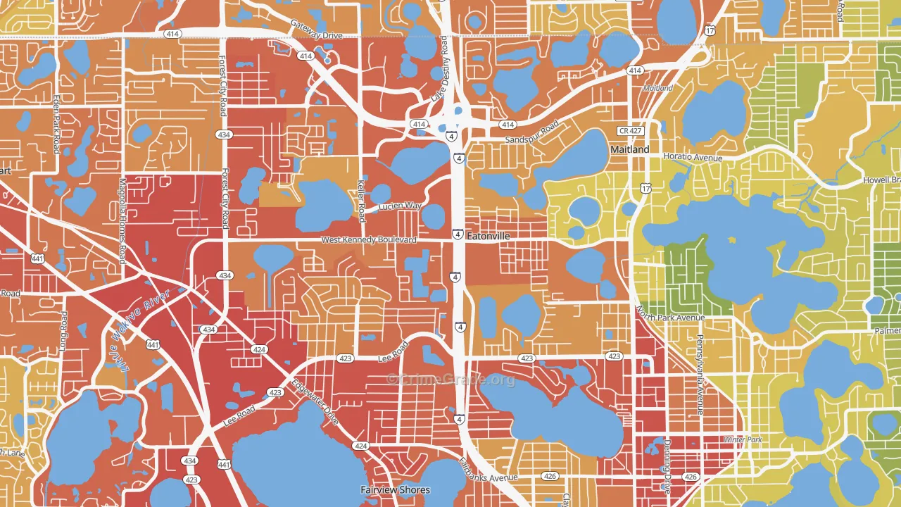 Eatonville, FL Map of Burglary Rates