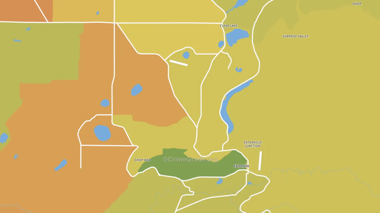 Eatonville, WA Map of Burglary Rates