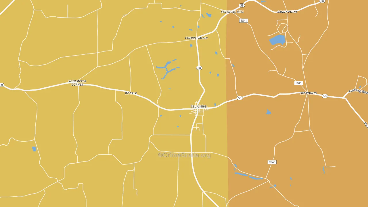 Eau Claire, PA Map of Burglary Rates