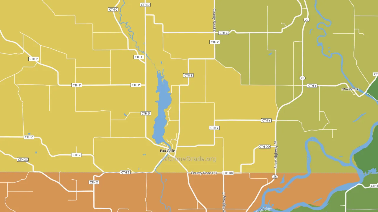 Eau Galle, WI Map of Burglary Rates