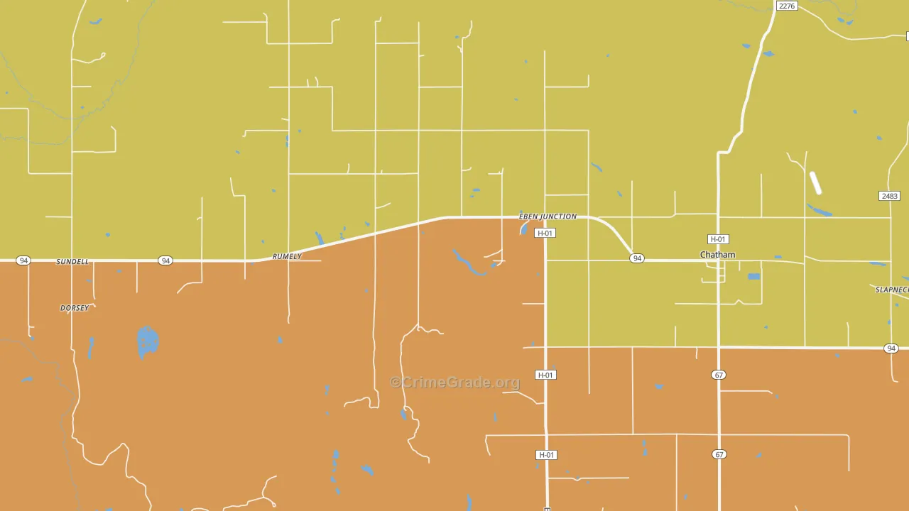 Eben Junction, MI Map of Burglary Rates
