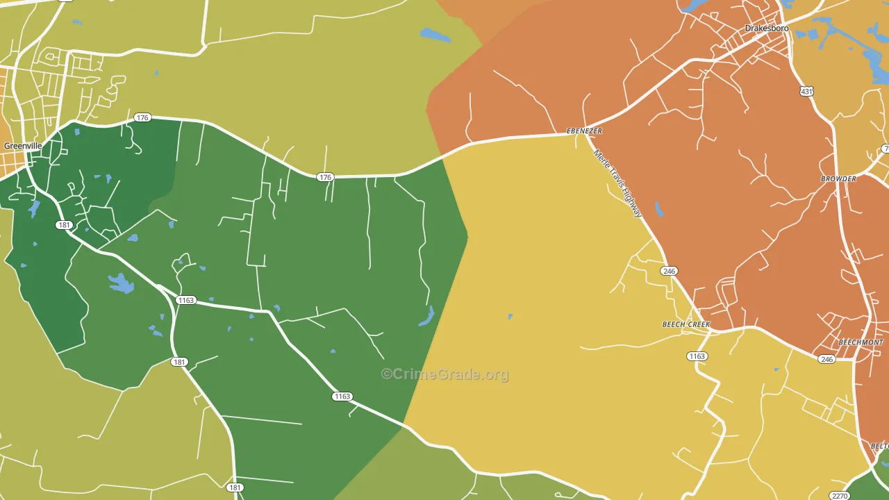 Ebenezer, KY Map of Burglary Rates