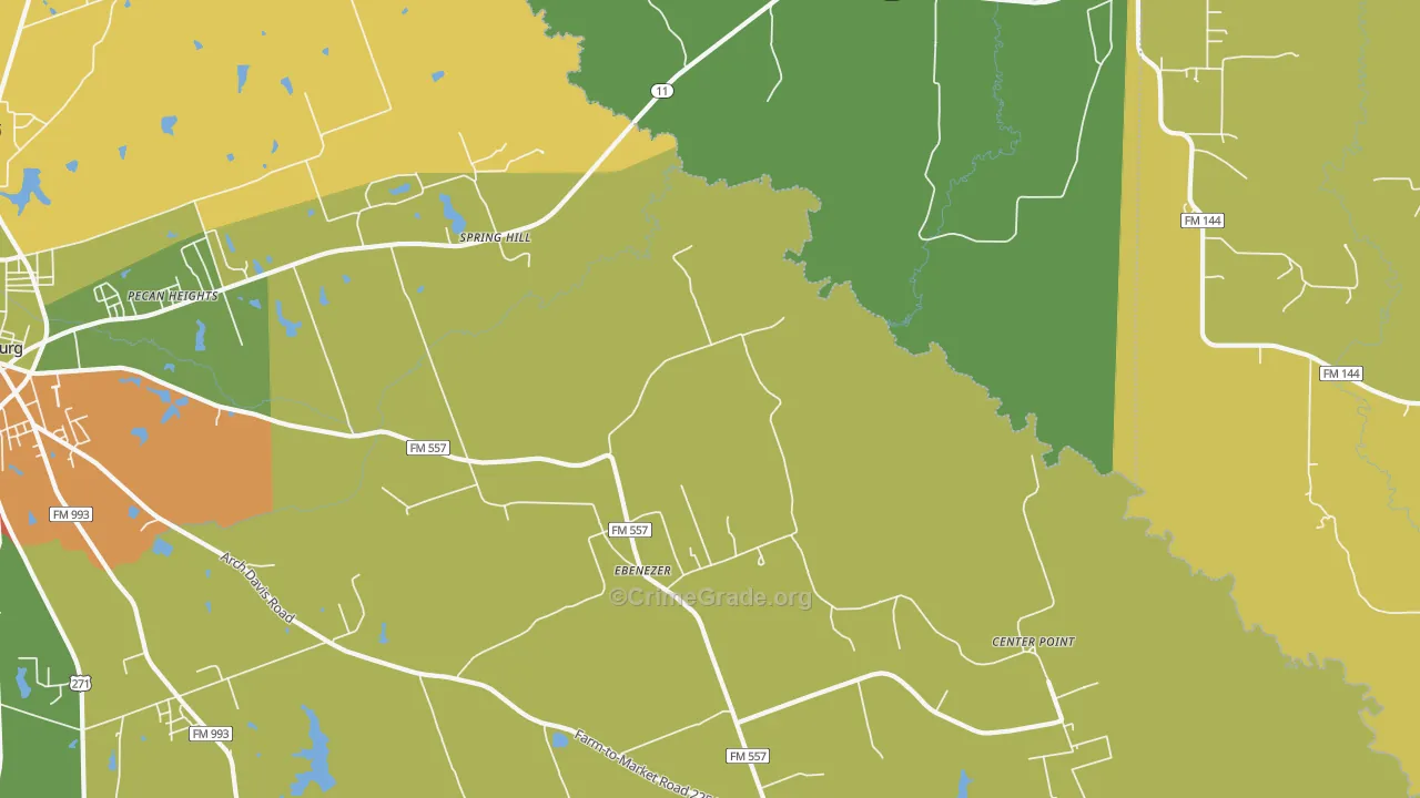 Ebenezer, TX Map of Burglary Rates
