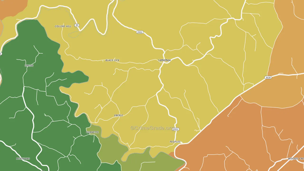 Eberle, KY Map of Burglary Rates
