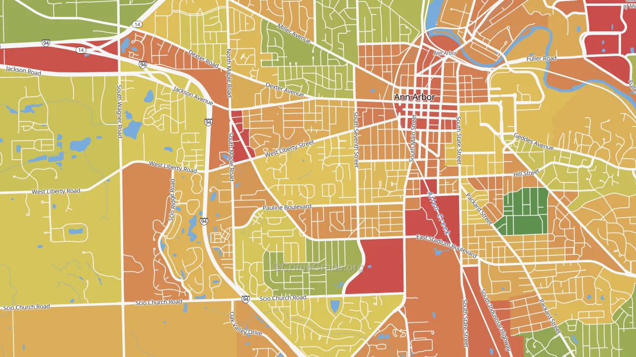 Eberwhite, Ann Arbor, MI Map of Burglary Rates