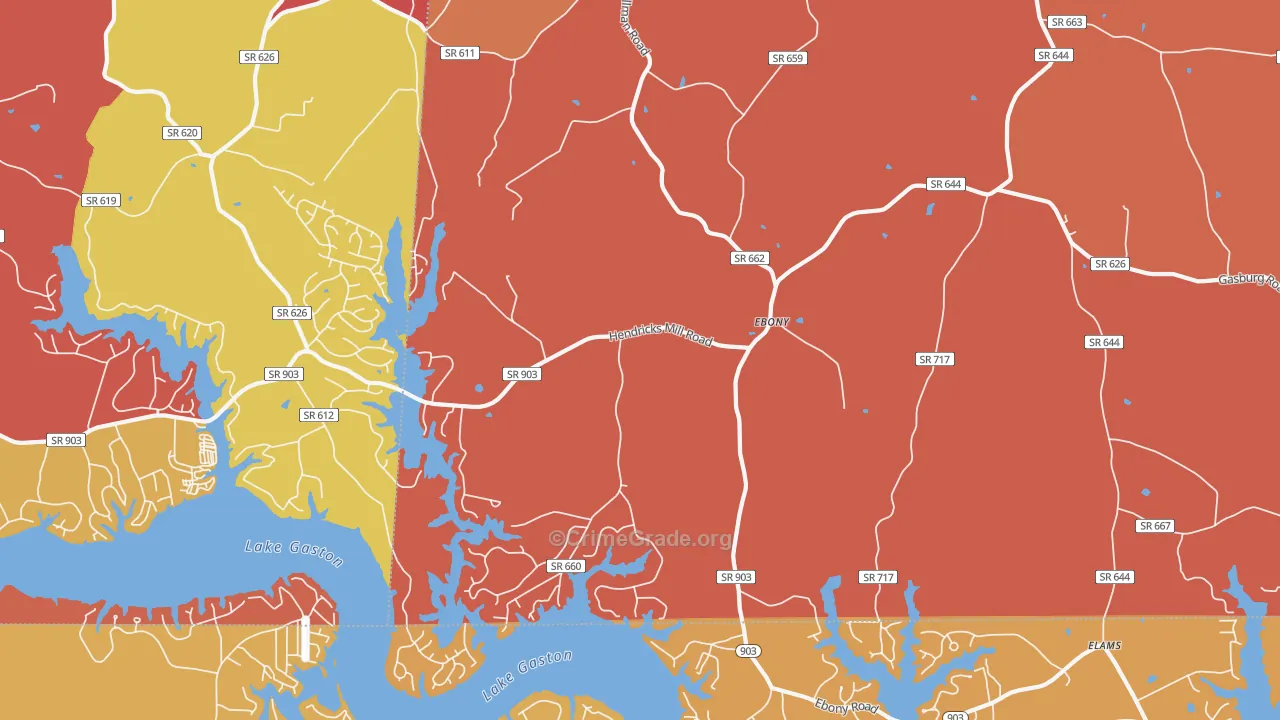 Ebony, VA Map of Burglary Rates