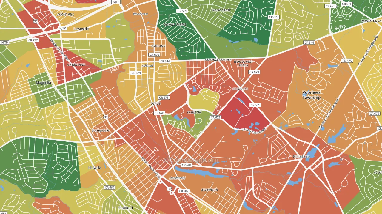 Echelon, NJ Map of Burglary Rates