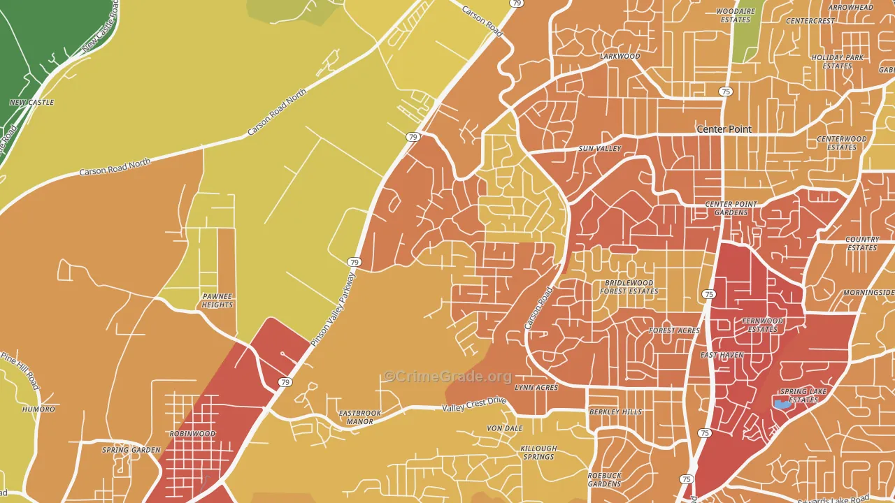 Echo Highlands, Birmingham, AL Map of Burglary Rates