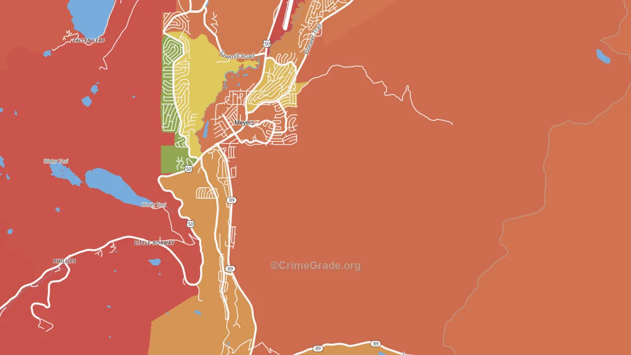 Echo Lake, CA Map of Burglary Rates