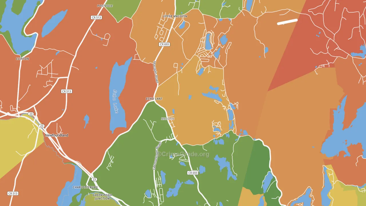 Echo Lake, NJ Map of Burglary Rates