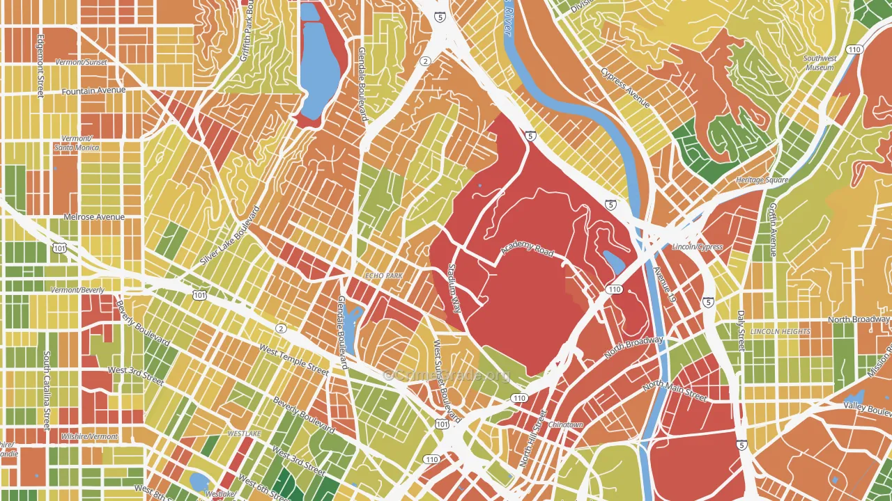 Echo Park, Los Angeles, CA Map of Burglary Rates