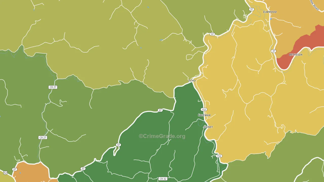 Echo, WV Map of Burglary Rates