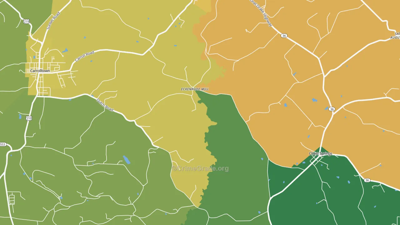 Eckenrode Mill, PA Map of Burglary Rates