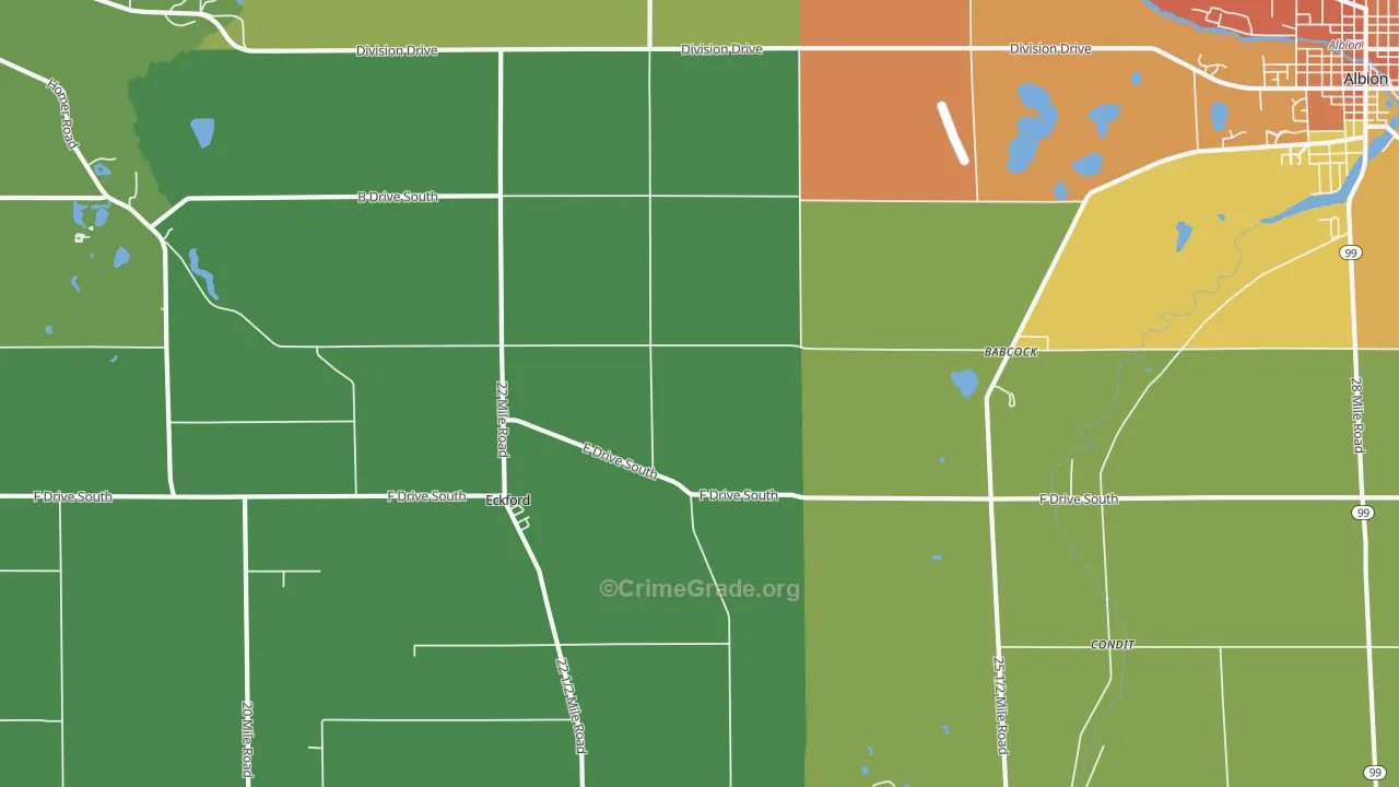 Eckford, MI Map of Burglary Rates